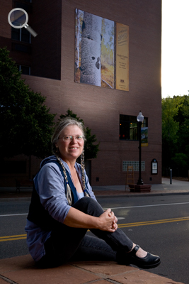 Gale Gatto, Fine Art Photography, photographed with her award winning banner